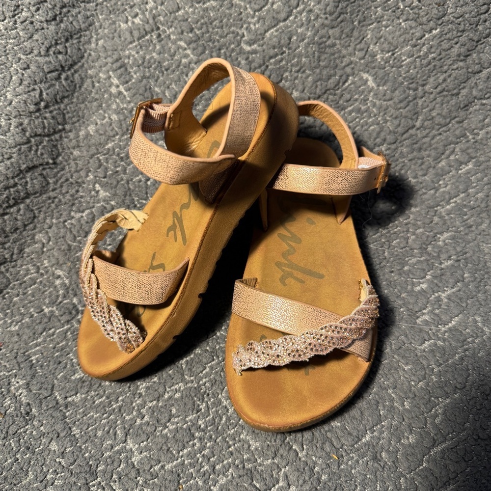 LINK GIRLS' CROSS-STRAP SANDALS, ROSE GOLD, ANKLE STRAP SZ 9 LITTLE GIRLS​